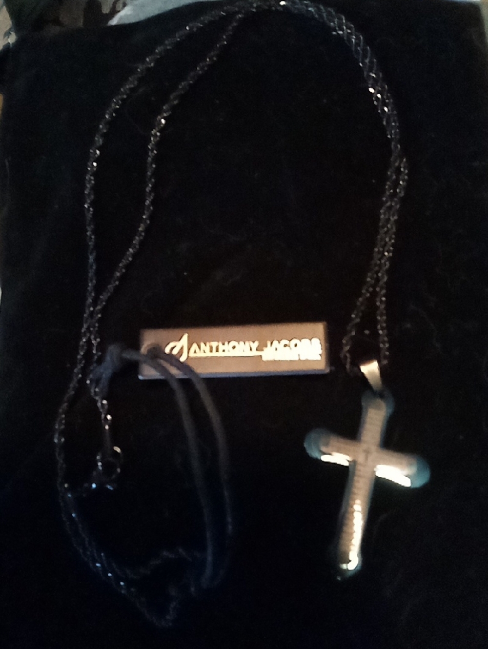 Black Cross Pendant Necklace Stainless Steel